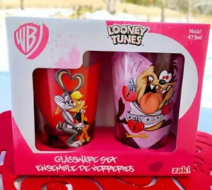 LOONEY TUNES Glassware Set of 2 Tumbler Drinking Glasses 16 oz - Picture 1 of 7