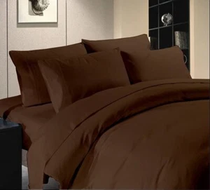 Serie 1200TC Chocolate Solid Ultra Soft Egipto Algodón con DeepPkt Hoja Ajustable - Imagen 1 de 20