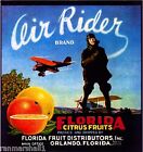 Orlando Florida Air Rider avion orange agrumes caisse de fruits étiquette impression d'art