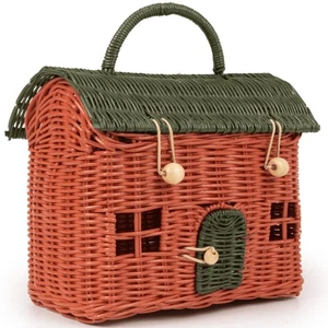 Rattan Storage Basket with Lid - Mouse in a Box - Small Doll House - Decorati... - Bild 1 von 7