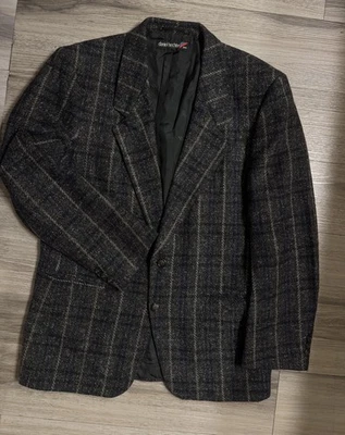 Daniel Hechter vintage Alpaca wool Tweed dark gray check Sport Coat 40 short  - Image 1 of 4