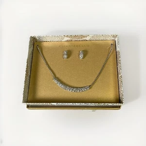 Charter Club Silberfarben Strass Halskette und Ohrring Schmuck Set in Box Neu - Bild 1 von 5