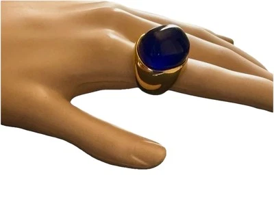 Anillo ajustable Kenneth Jay Lane pepita de resina azul chapado en oro GR8 REGALO Foto 1 de 4