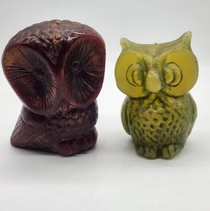 2er Set Vintage Wachskerze Eulen ~ 6" Höhe - Bild 1 von 12