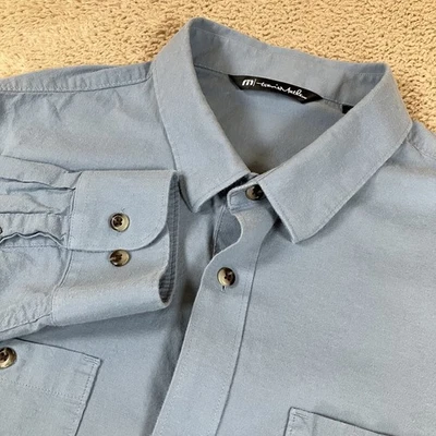 Travis Mathew Mens XL Long Sleeve Blue Cloud Flannel Button-Up Shirt Dual Pocket - Image 1 of 4