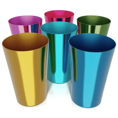 6 Pcs Aluminum Tumblers 15 oz Lightweight Durable and Reusable Metal Cups - Image 1 of 4
