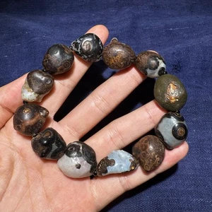 🌟🔥🚀SAMMLERQUALITÄT!Seltenes China Innere Mongolei Gobi Auge Achat Perlen Armband - Bild 1 von 11