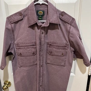 Cabellas Outdoor Gear Men’s Short Sleeve Button Down Pocket/Zip 100% Cotton Sz M - Picture 1 of 11