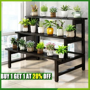 1/2/3Tier Metal Iron Plant Flower Pot Stand Herb Rack Shelf In/Outdoor Rustproof - Picture 1 of 28