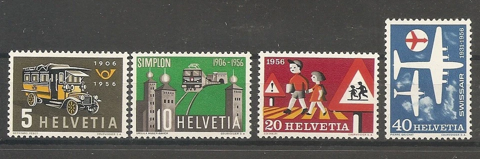 Switzerland 1956 Anniversaries Motor Coach Service Simplon Tunnel Swiss Air MH - Image 1 of 1