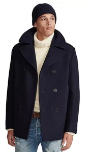 $798 Polo Ralph Lauren Peacoat Giacca Uomo XL Misto Lana Navy Doppiopetto - Foto 1 di 13