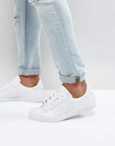 Armani Jeans White Trainers Lace Up Shoes Size UK 10.5 - BNWB - Picture 1 of 6