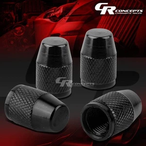 4 X ALUMINUM TYRE TIRE/RIM VALVE/WHEEL AIR PORT DUST COVER STEM CAP RT007 BLACK - Picture 1 of 4