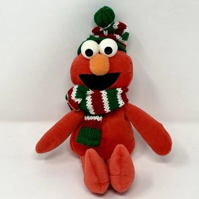 "Bolso de frijoles vintage de vacaciones de Navidad de Elmo 8"" felpa 1997 aplausos invierno sombrero bufanda" Foto 1 de 4