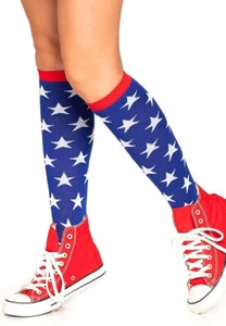 Leg Avenue Women's American Flag Knee High Socks, Star Multicolor, One Size - Picture 1 of 1
