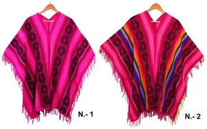 Indio Indianer Poncho pink rosa Regenbogen Peru Inka Kostüm Karneval Fasching - Bild 1 von 3