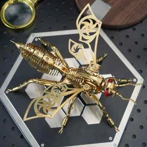 3D Golden Wasp Stainless Steel Insects Puzzle Model Mechanical Animal Gift Toys - Foto 1 di 17