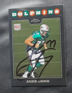 JAKE LONG MIAMI DOLPHINS SIGNED AUTOGRAPHED 2008 CHROME ROOKIE FOOTBALL CARD - Picture 1 of 2