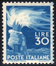 Italia Repubblica 1947 Democratica Lire 30 MNH centratissimo