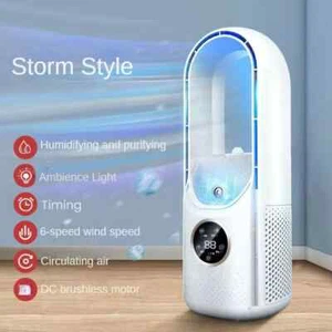 Air Cooler Leafless Electric Fan 6 Speed Silent Timer Air Conditioner Humidifier - Picture 1 of 17