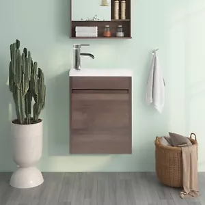 16" Bathroom Vanity with Sink Wall Mount Cabinet for Small Room w/Faucet Drain - Picture 1 of 17