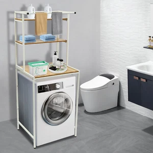 Clothes Drying Rack Stand Over Washer & Dryer Adjustable Storage Shelf Bathroom - Picture 1 of 17