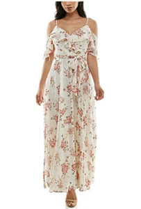 Women’s Premier Amour Cold-Shoulder Short Sleeve Floral Maxi Dress Sz 12 - Picture 1 of 5