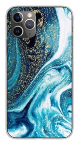 Coque en silicone imprimée compatible Apple iPhone 11 Pro Marbre Bleu Pailleté - Imagen 1 de 3
