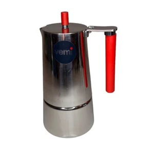 Vintage Vemi Italian Stove Top Espresso Coffee Maker Red Handle - Picture 1 of 4