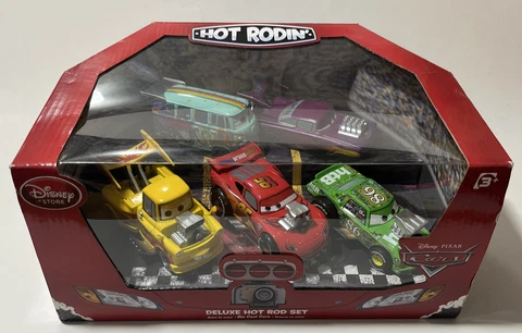 DISNEY STORE PIXAR CARS 5 PACK DIE CAST DELUXE HOT ROD SET HOT RODIN RARE Cover