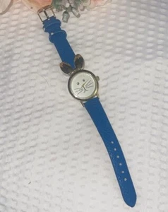 Geneva Quartz Bunny Ladies Or Child Watch White Dial Blue Band Gold Tone Runs - Picture 1 of 5