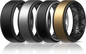 Egnaro Silicone Rings for Men 1/4/5/6/7 Multipack of Breathable Mens Silicone - Picture 1 of 12