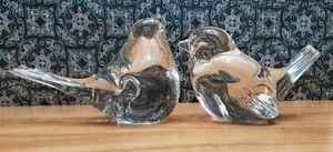 Zwei Vintage Klarglas Vogel Briefbeschwerer / Figuren - Bild 1 von 8