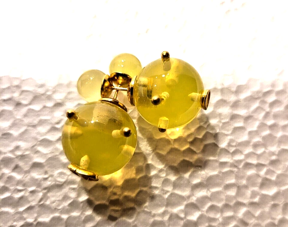 Brincos perfurados Christian Dior Tribales gota de limão lucite ouro novo sem etiquetas caixa autêntica - Imagem 1 de 4