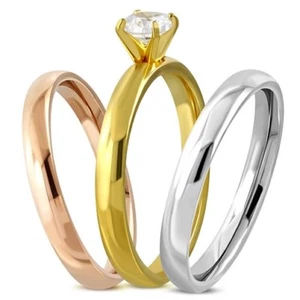Anillo Mujer Acero Inoxidable Anillo Solitario Circonia Cristal 3 Colores Triple Anillo 3 - Imagen 1 de 2