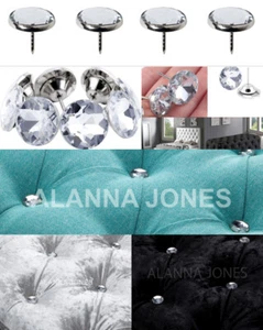 Diamante Crystal Glass Button Nail Back Upholstery Sofa Headboard Chair 22mm UK - Picture 1 of 6