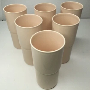 Vintage Lot of 6 Tupperware Pink ~ 12 oz Cups Tumblers Stackable - Picture 1 of 6