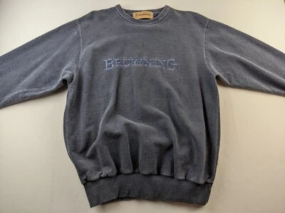 Suéter Vintage Browning Canadá Hombres L Azul Desteñido Grueso Bordado Pullover I3 Foto 1 de 4