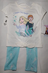 Disney Frozen "I Know I'm Magic" Short Sleeve Top & Leggings 2 Pc Set Size 2T - Picture 1 of 6