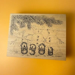 Mouse Quartet~Snowmen~Holiday~House Mouse Rubber Stamp~5.5"X4.2"~Stampa Rosa 270 - Picture 1 of 7