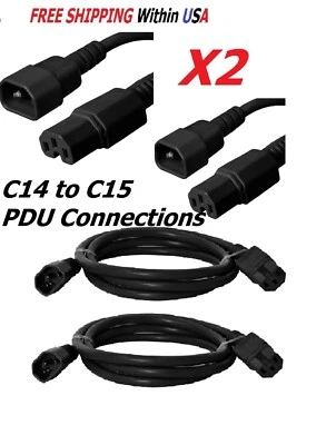 C14 to C15 VOLEX Power Cord 2 Packs 4ft 13A/250V, 14/3 AWG, IEC 60320 - IBX-4913 - Image 1 of 4