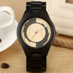 Handmade Men Watch Natural Wood Quartz Analog Wristwatch Bamboo Bracelet Gift - Picture 1 of 17
