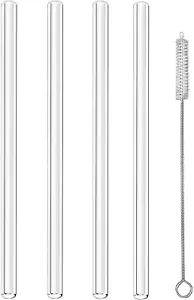 ALINK Clear Straight Glass Drinking Straws, 9" X 10 Mm Reusable Smoothie Straws, - Picture 1 of 12