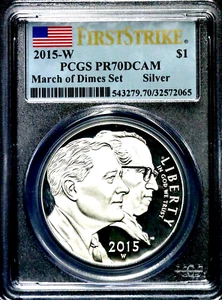 2015-W $1 March of Dimes Commem Proof Silver Dollar $1 PCGS PR70 DCAM CC592 - Picture 1 of 2