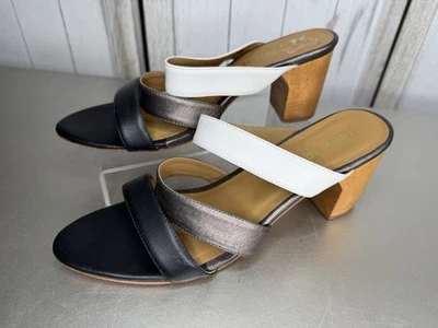 Tacones Anthropologie Cuero Nina Payne Negro Plata Bloque Talla 39 / EE. UU. 9 Foto 1 de 4