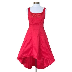 Nicole Miller Embellished Taffeta High-Low Dress Size 6 RED Formal Cocktail - Picture 1 of 10