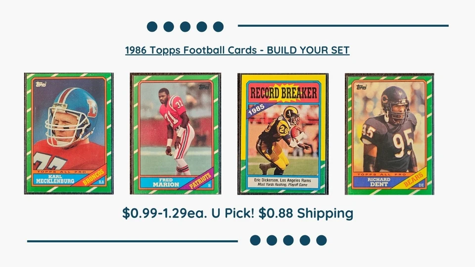 1986 Topps Football Singles you pick 0.99 - 1.29!  0.88 cent Shipping! - Image 1 of 1