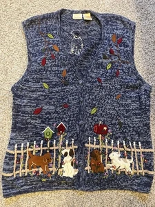 Bobbie Brooks Weihnachtspullover Weste mit Hundeblättern Herbst - Bild 1 von 6