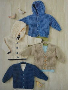 Knitting Pattern - Baby Children's Aran Cardigans 4 Sizes 16"-22" Copy - Picture 1 of 6