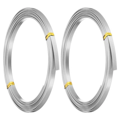 18 Gauge 5mm Wide Flat Wire, 10Ft 2 Roll Bendable Flat Bezel Wire, Silver — 第 1/4 张图片
